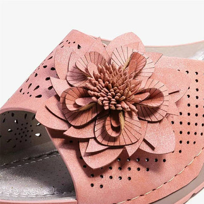 Sandalias de Cuña con Puntera Abierta y Diseño Floral