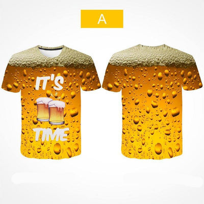 Camiseta de Moda 3D Estampada de Burbuja de Cerveza
